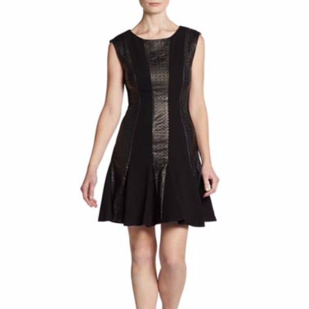 CATHERINE MALANDRINO LEATHER PANELED DRESS